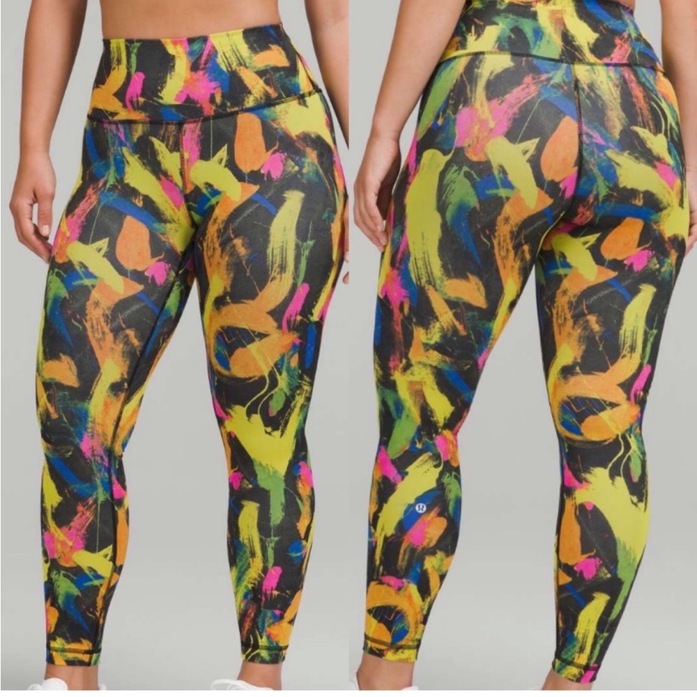 Lululemon Wunder Train Contour Fit High-Rise Leggings Undertone Black Multi 16